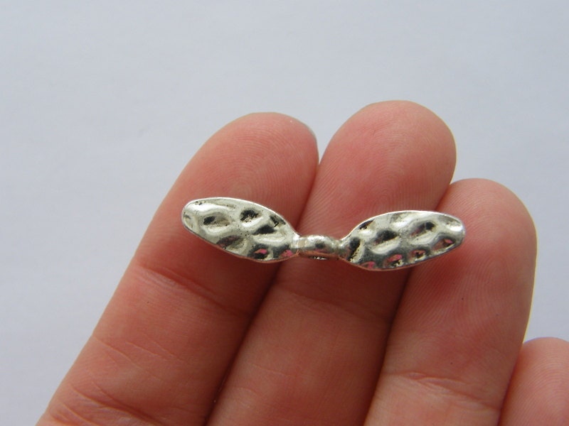 12 Angel wing spacer beads antique silver tone AW8