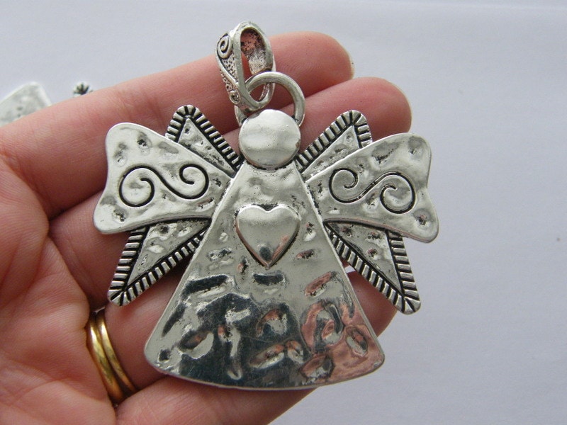 1 Angel charm antique silver tone AW147