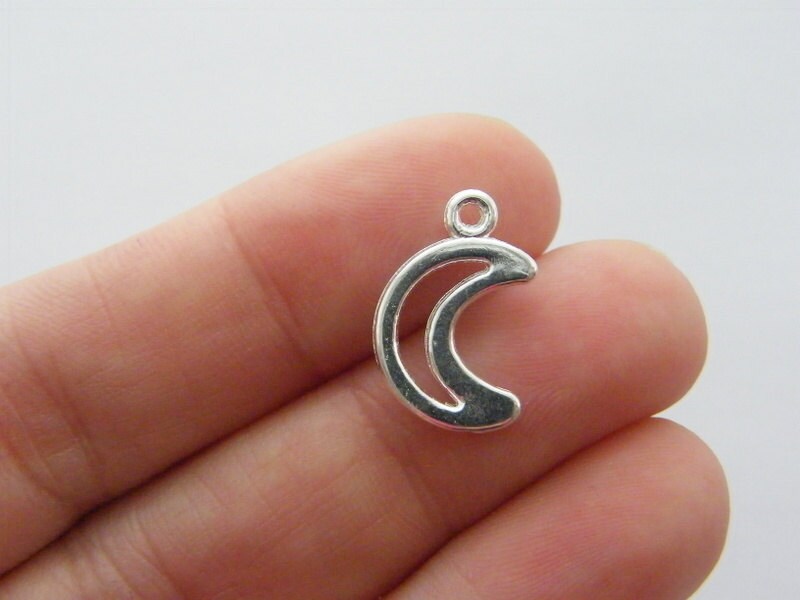 14 Moon charms silver plated tone M128