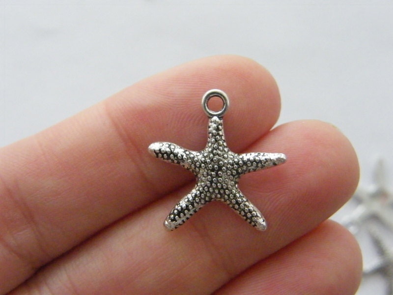 BULK 50 Starfish charms antique silver tone FF347 - SALE 50% OFF