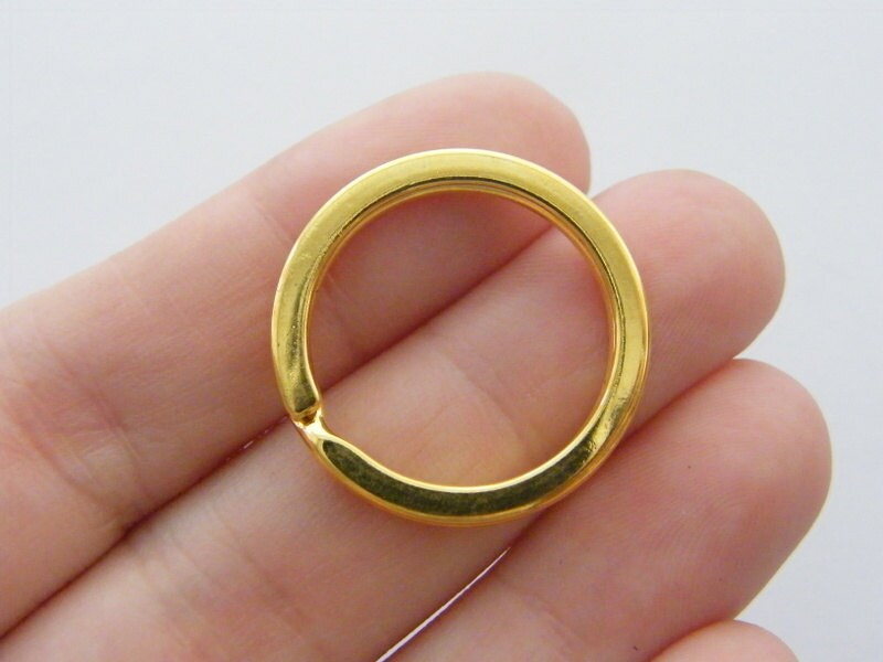 BULK 20 Key rings 25 x 2.3mm gold plated FS384