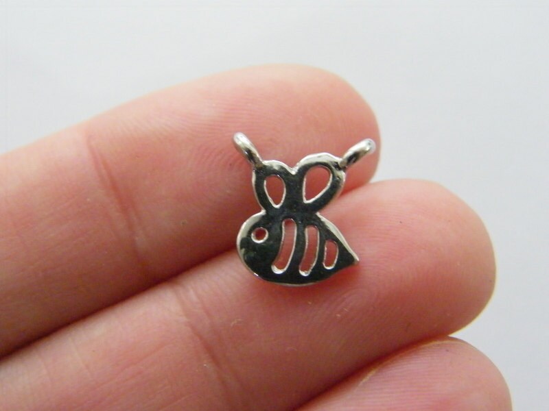 10 Bee connector charms silver tone A634