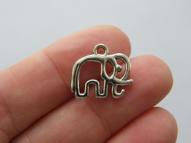 12 Elephant charms antique silver tone A420