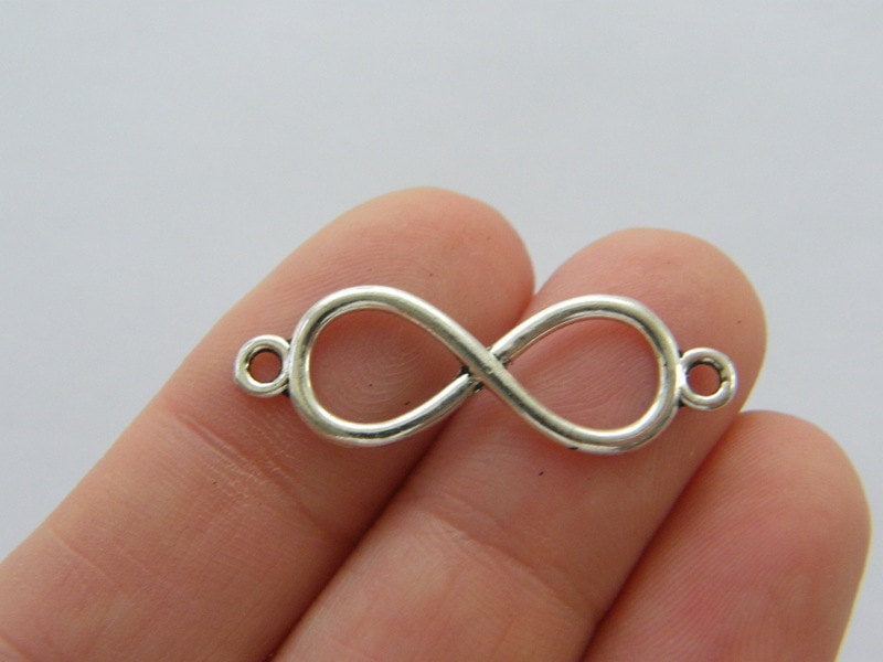 12 Infinity connector charms antique silver tone I103
