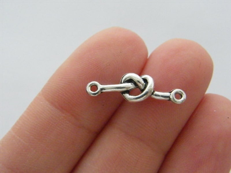 6 love knot connector charm antique silver tone R110