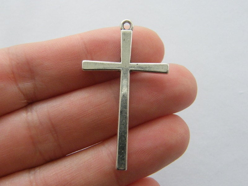 BULK 50 Cross pendants charms antique silver tone C103