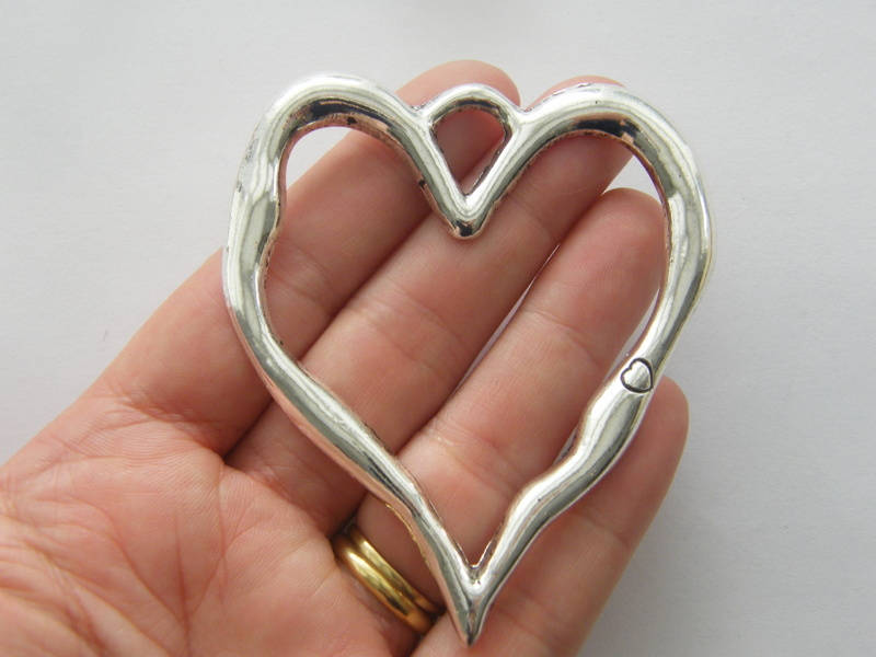 1 Heart pendant antique silver tone BFM3