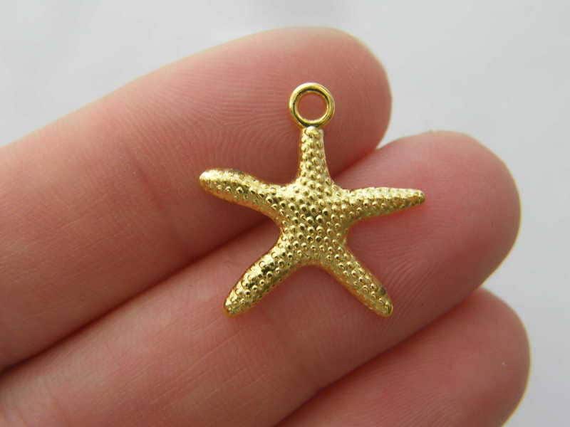 BULK 50 Starfish charms bright gold tone FF136