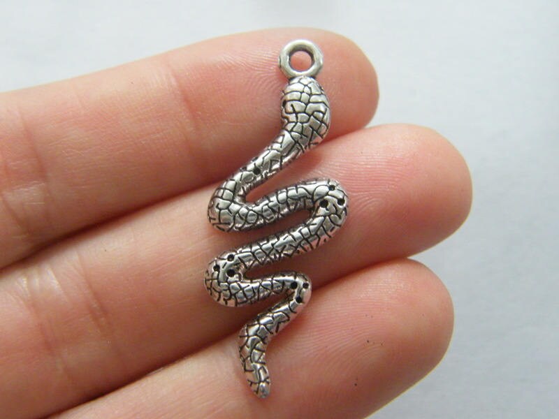 BULK 50 Snake pendants antique silver tone A587