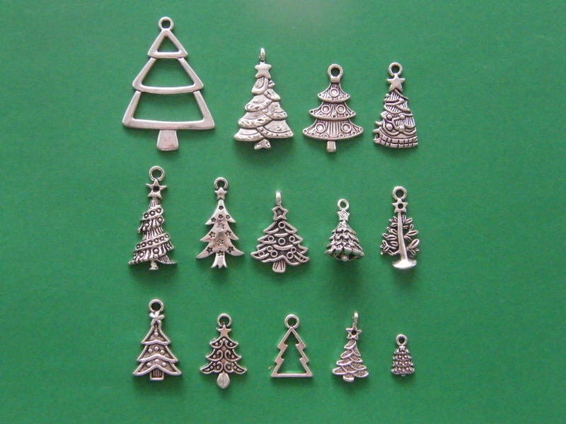 The Christmas Tree Collection - 14 different antique silver tone charms