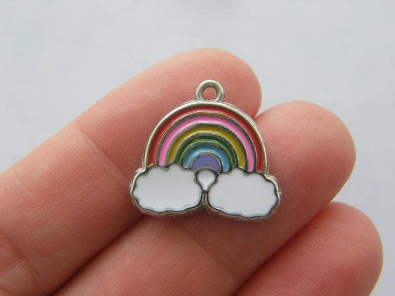 4 Rainbow charms silver tone S208