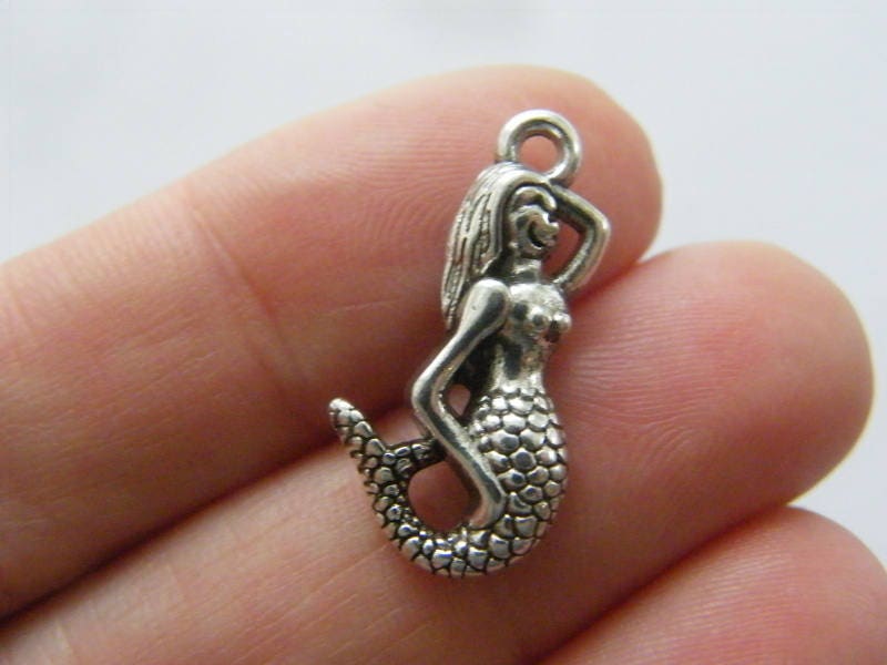 BULK 50 Mermaid charms antique silver tone FF422 - SALE 50% OFF