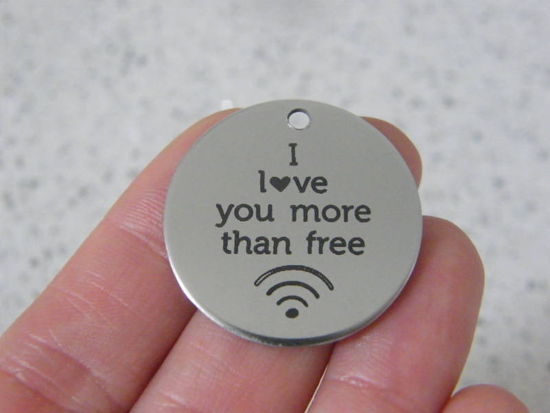1  I love you more than free wifi stainless steel pendant JS3-10
