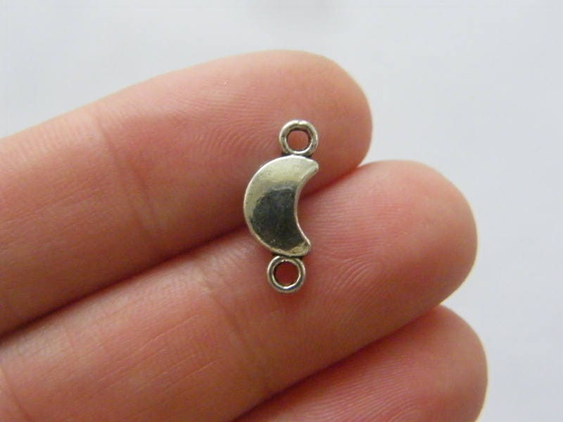 12 Moon connector charms antique silver tone M179
