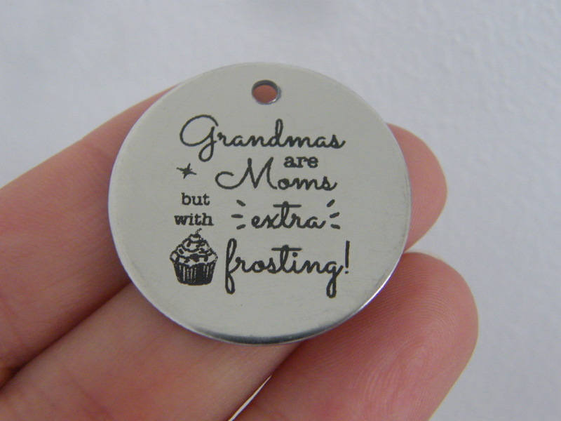 1 Grandmas are moms but with extra frosting stainless steel pendant JS1-28