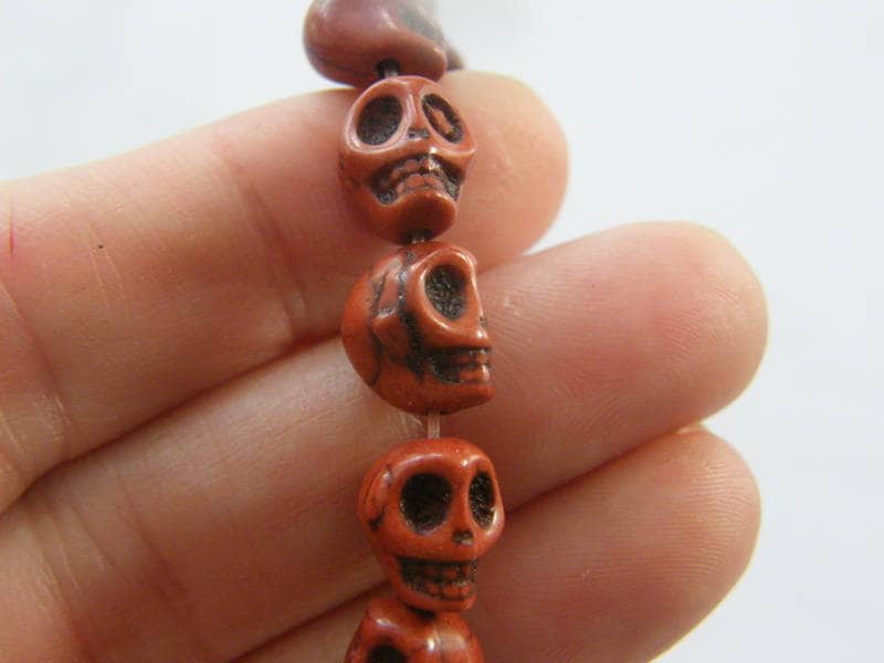 38 Brown skull beads 10 x 8mm  SK38