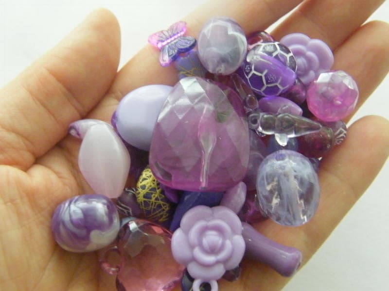 50 Mixed purple acrylic beads BB726  - SALE 50% OFF
