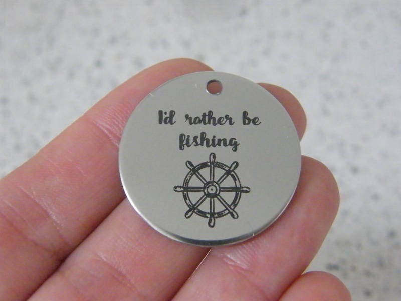 1  I'd rather be fishing stainless steel pendant JS3-1