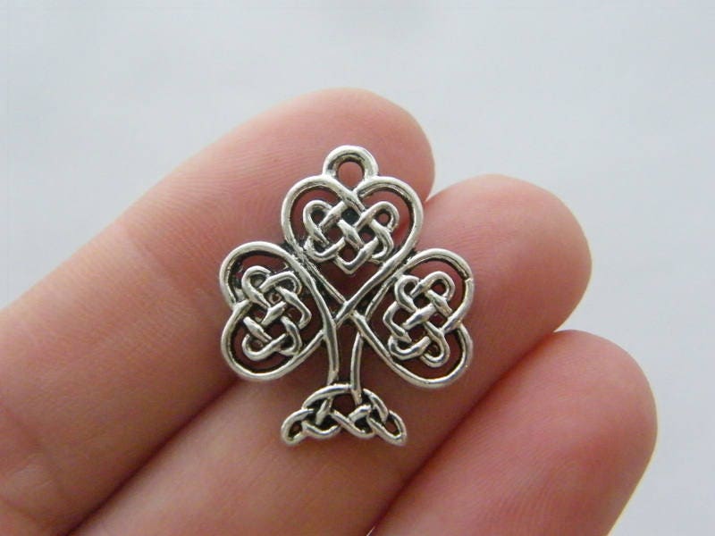 8 Celtic knot tree charms antique silver tone R139