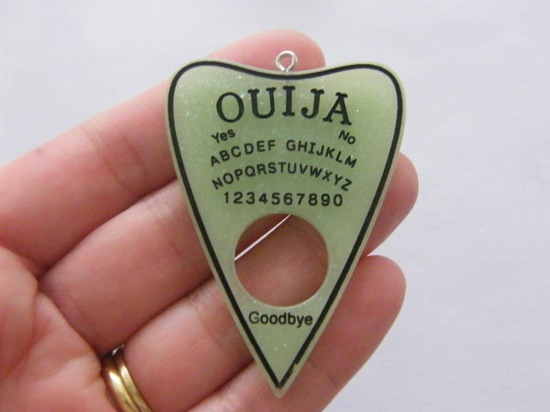 1 Ouija board planchette pendant green resin  charm HC215