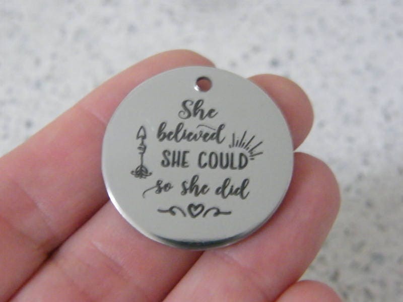 1 She believed she could so she did stainless steel pendant JS5-17