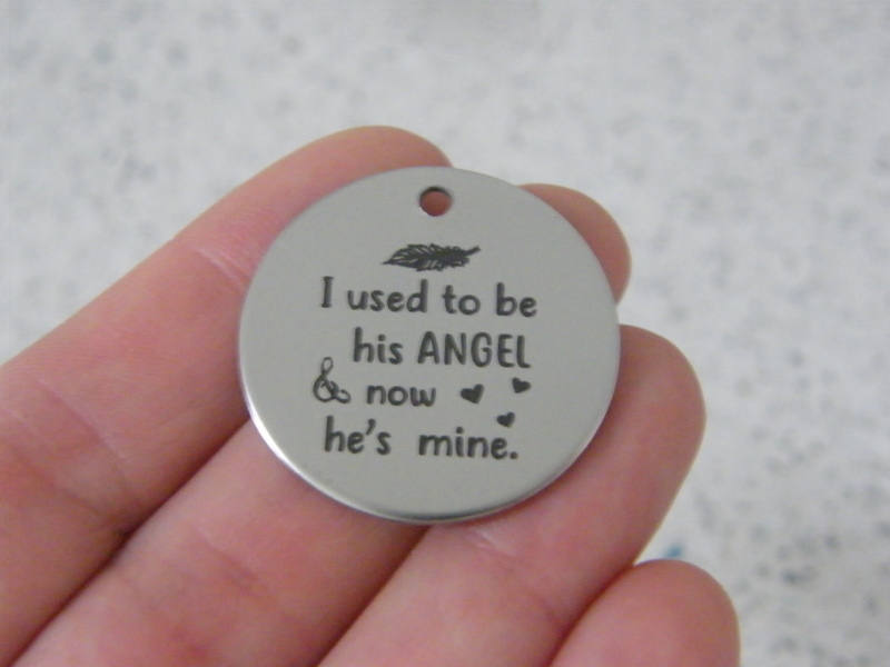1 I used to be his angel & now he's mine. stainless steel pendant JS3-33