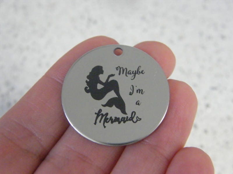 1 Maybe I'm a mermaid stainless steel pendant JS4-7