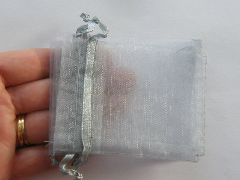 BULK 100 Organza bags silver grey - small