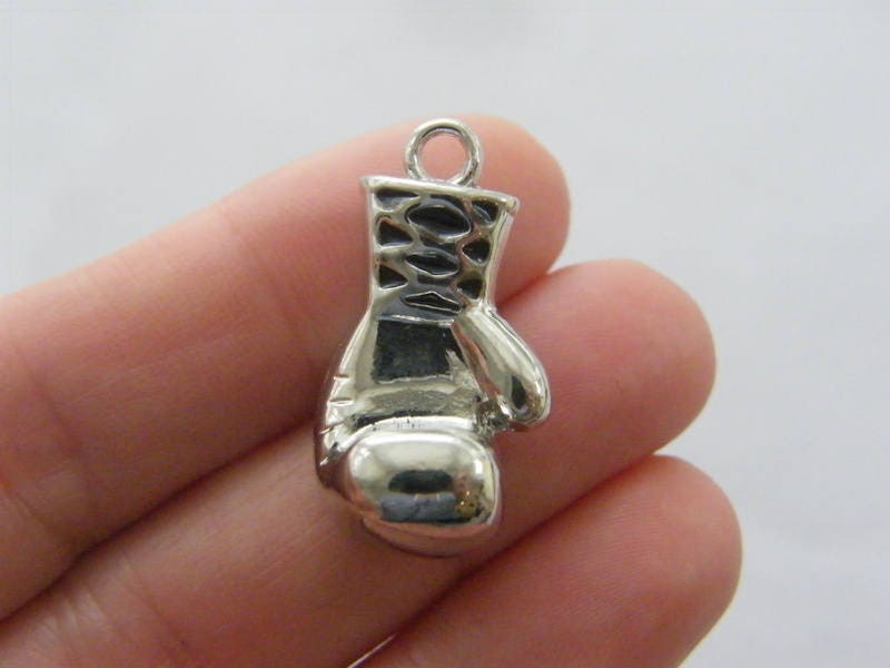 1 Boxing glove charm antique silver tone SP227