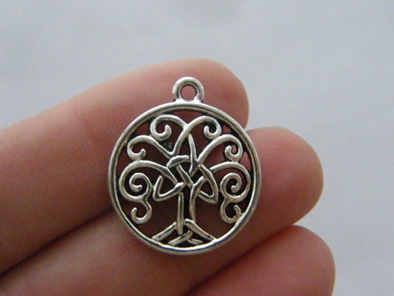 8 Celtic knot tree charms antique silver tone R140