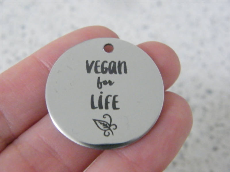 1 Vegan for life stainless steel pendant JS4-44