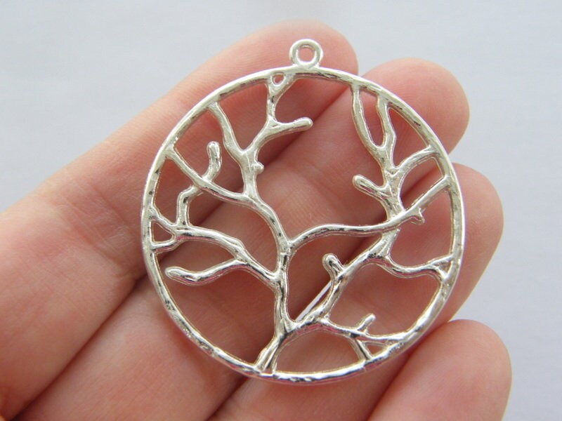 4 Tree pendant silver plated tone T53  - SALE 50% OFF