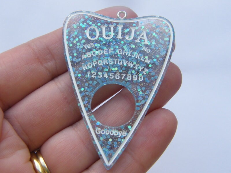 1 Ouija board planchette pendant blue resin  charm HC247