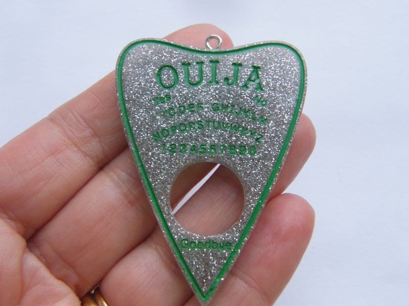 1 Ouija board planchette pendant green resin  charm HC65