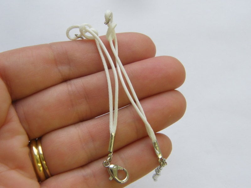 BULK 10 White waxed cord  connector charm bracelets 14.3cm - SALE 50% OFF