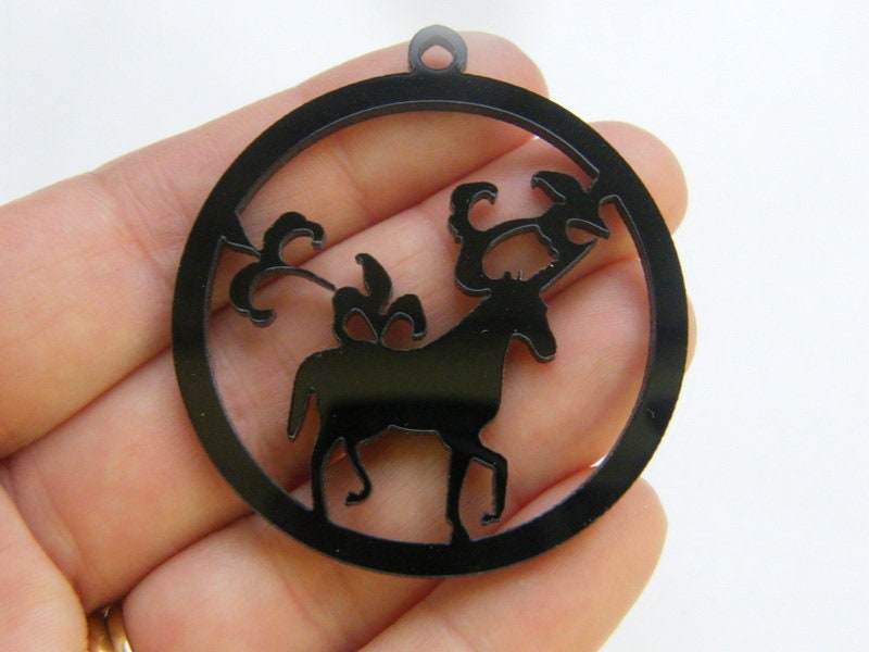 4 Unicorn charms bezel black acrylic A933