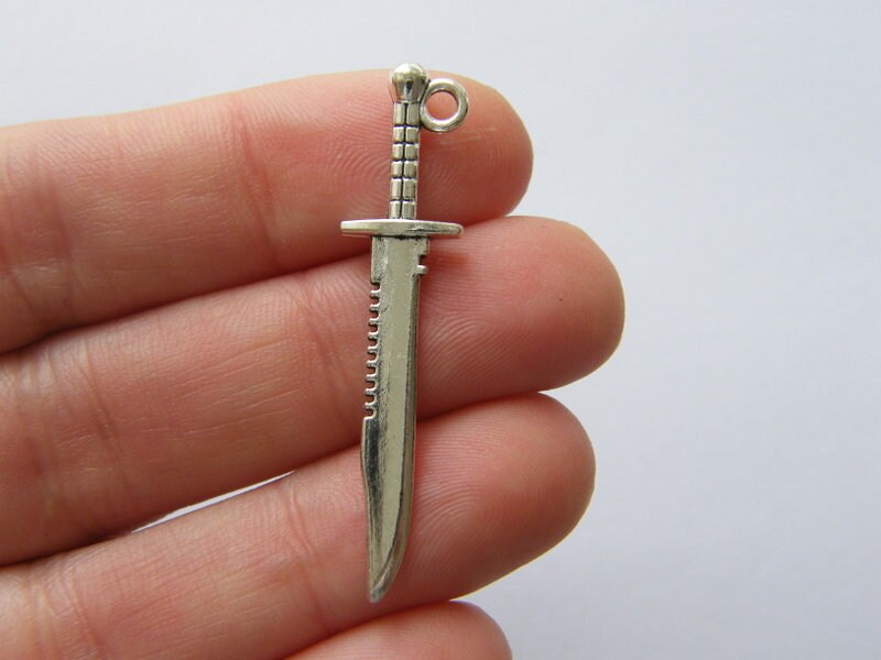 6 Knife charms antique silver tone SW52