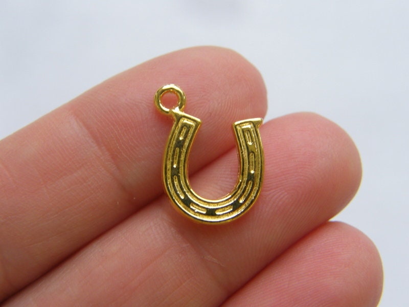 BULK 50 Horseshoe charms gold tone A848 - SALE 50% OFF