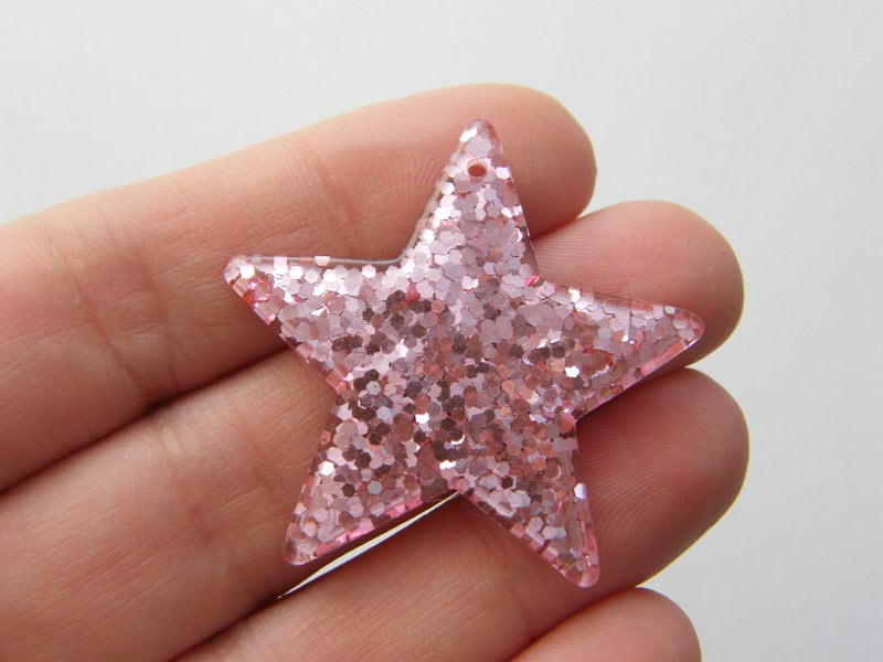 BULK 20 Star pink resin pendants S148