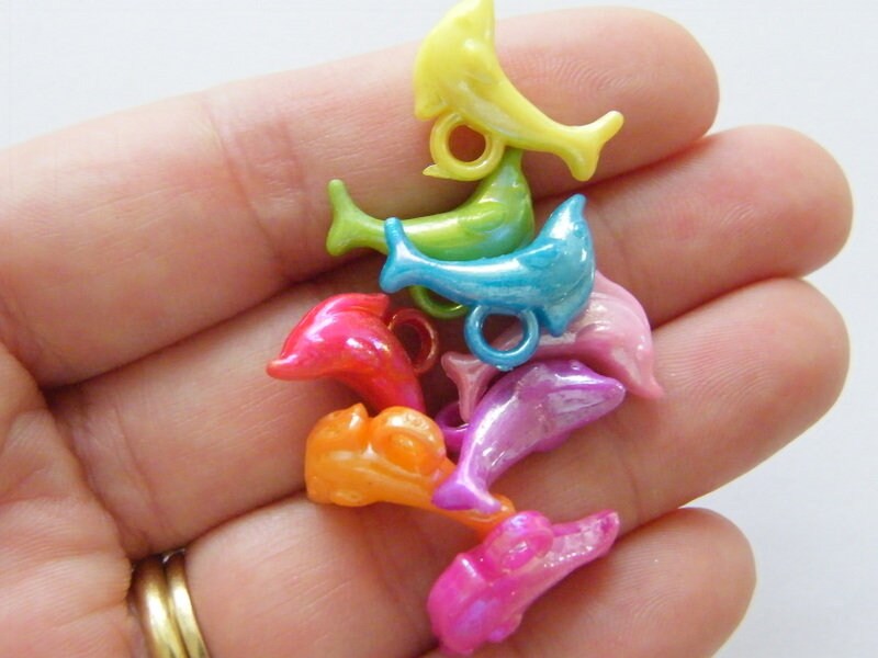 50 Dolphin charms random mixed acrylic FF466 - SALE 50% OFF