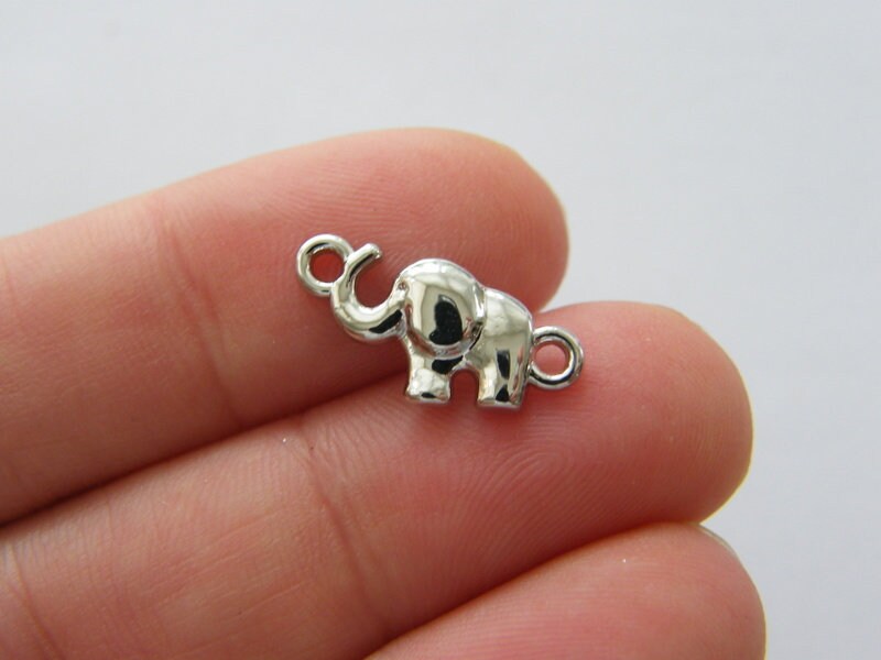 12 Elephant connector charms silver tone A88