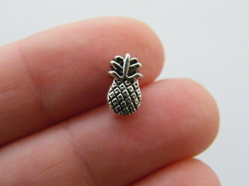 BULK 50 Pineapple spacer bead charms antique silver tone FD379 - SALE 50% OFF