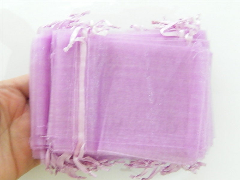 50 Organza bags 12 x 9cm purple lilac