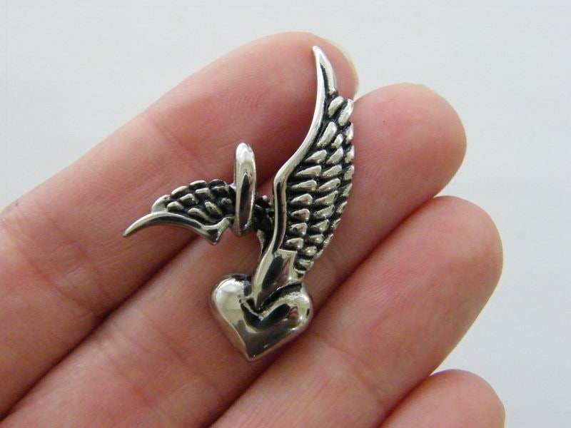 1 Angel wing heart pendant stainless steel AW204