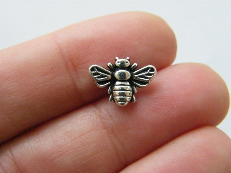 BULK 50 Bee spacer beads antique silver tone A1067 - SALE 50% OFF