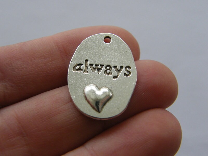 4 Always heart pendants antique silver tone H111