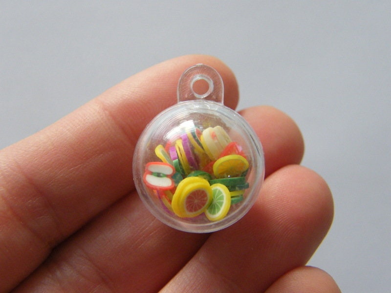 4 Fruit polymer clay plastic can open  pendants FD398