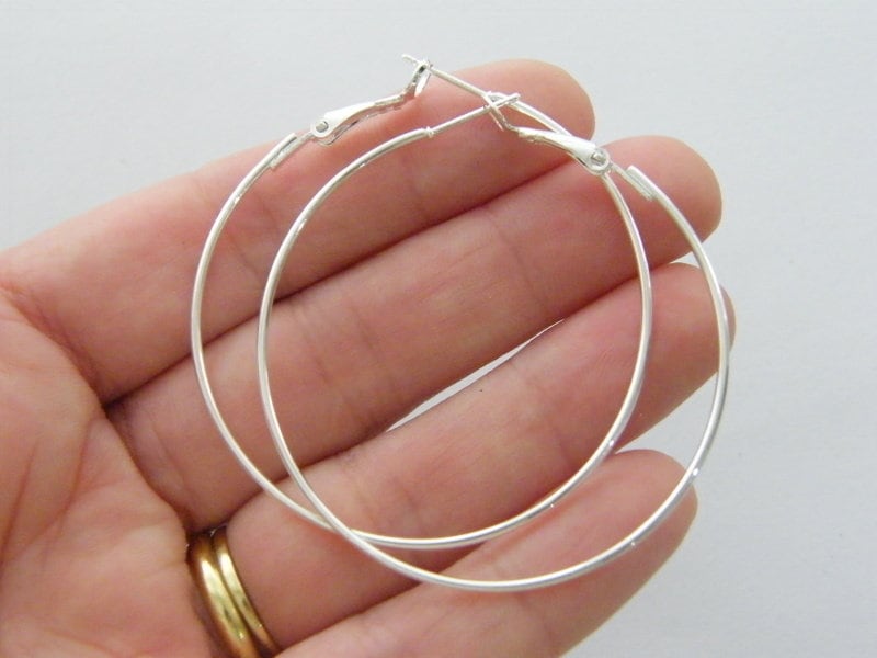 BULK 10 Earring hoops 55 x 50mm silver plated FS309