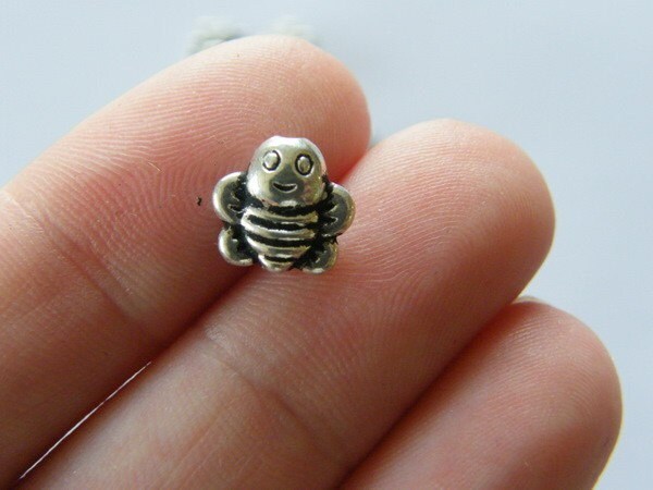 16  Bee spacer beads antique silver tone A302 - SALE 50% OFF