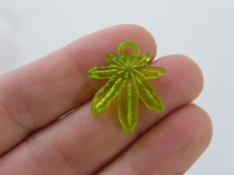 50 Green marijuana weed acrylic leaf charms AL7 - SALE 50% OFF